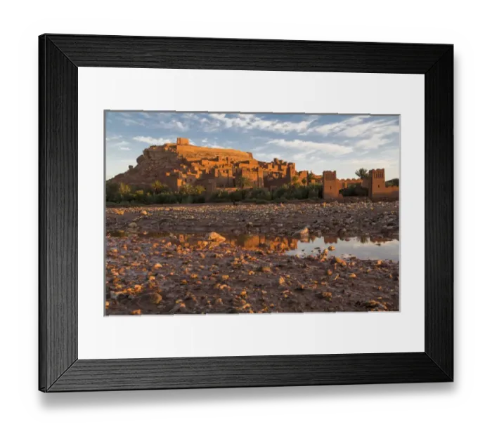 Framed Print : Africa, North Africa, Morocco, Souss-Massa-Draa, Ait Benhaddou. Relected inwater Framed Print : Africa, North Africa, Morocco, Souss-Massa-Draa, Ait Benhaddou. Relected inwater