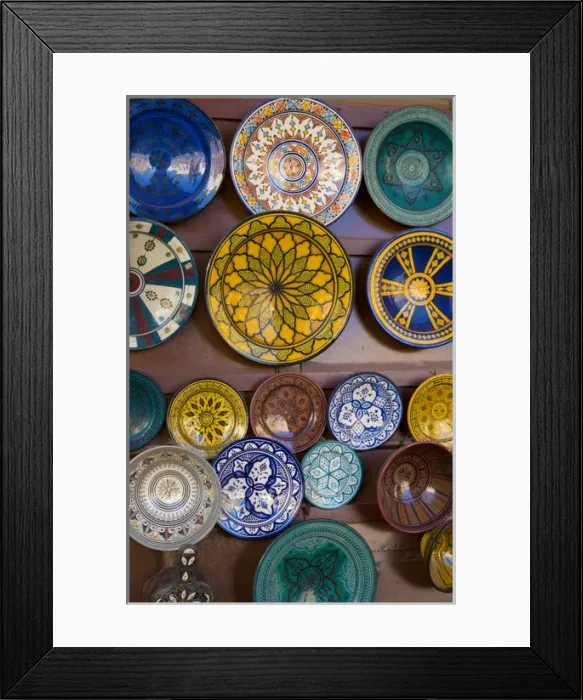 Framed Print : Meknes Morocco main square plates art work for sale to tourists