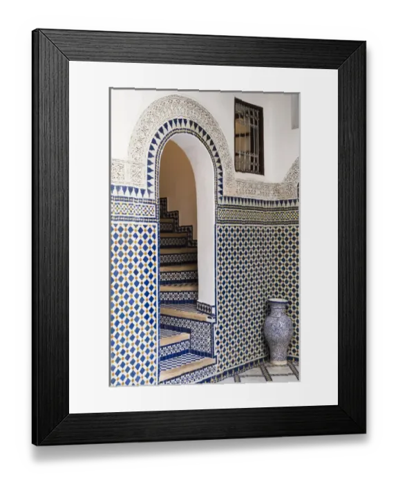 Framed Print : Morocco, Fes. Interior detail of a restored riad that is now a hotel, Riad Yacout Framed Print : Morocco, Fes. Interior detail of a restored riad that is now a hotel, Riad Yacout