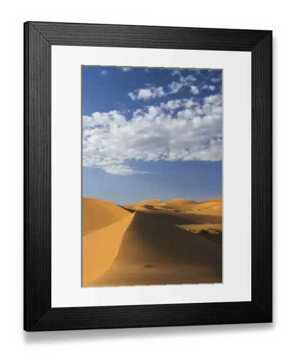 Framed Print : Africa, Morocco, Sahara. A classic landscape of the dunes in Erg Chebbi Framed Print : Africa, Morocco, Sahara. A classic landscape of the dunes in Erg Chebbi