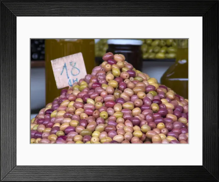 Framed Print : Africa, Morocco, Marrakech. Traditional Moroccan olives