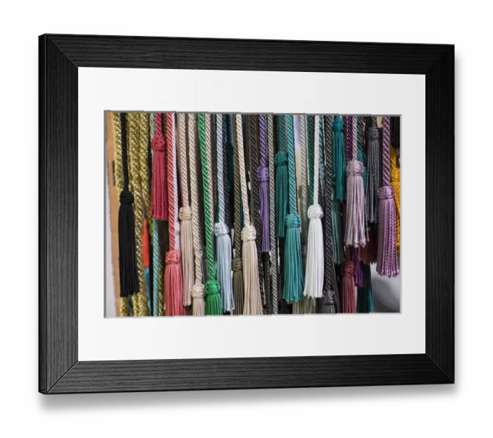 Framed Print : North Africa, Morocco, Marrakech. thread and tassle works section (silk, yarn, wool)