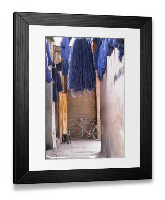 Framed Print : North Africa, Morocco, Marrakech. Dying works section (yarn, wool)of Jemna El Efna