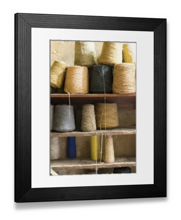 Framed Print : North Africa, Morocco, Fes medina, spools of weaving thread in the old souk. Scarves Framed Print : North Africa, Morocco, Fes medina, spools of weaving thread in the old souk. Scarves