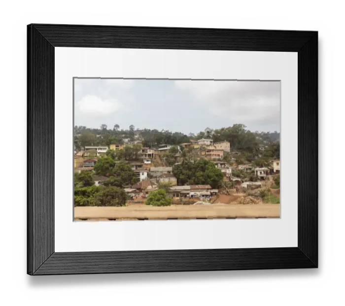 Framed Print : West Africa, Sierra Leone, Freetown. Suburban development houses on a hillside