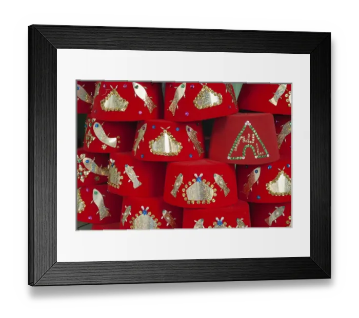 Framed Print : Fez hat for sale, Tunis, Tunisia, North Africa, Africa