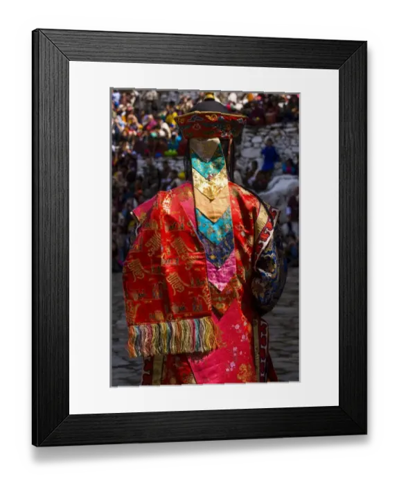 Framed Print : Costumed dancers at religious festivity with many visitors, Paro Tsechu, Bhutan Framed Print : Costumed dancers at religious festivity with many visitors, Paro Tsechu, Bhutan