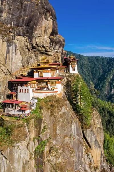 Tiger-Nest, Taktshang Goempa monastery hanging in the cliffs, Bhutan