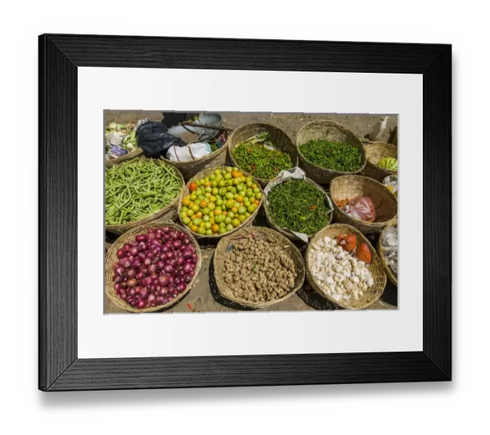 Framed Print : Vegetables for sale on the market of Wangdue Phodrang, Bhutan