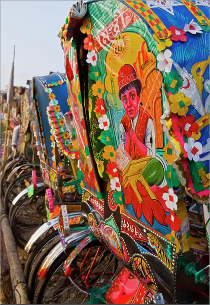 Colourful bicycle rickshaws, Dhaka, Bangladesh, Asia