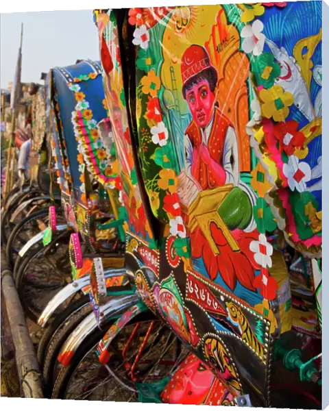 Colourful bicycle rickshaws, Dhaka, Bangladesh, Asia