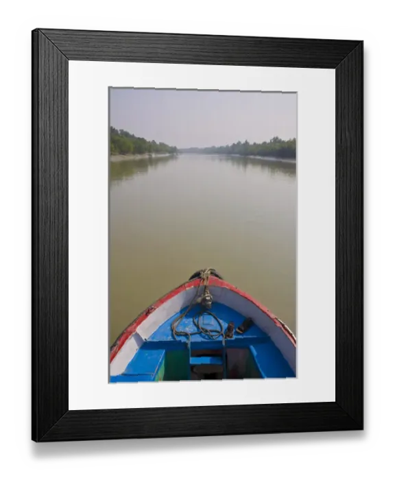 Framed Print : Little rowing boat in the swampy areas of the Unesco world heritage sight Sundarbans Framed Print : Little rowing boat in the swampy areas of the Unesco world heritage sight Sundarbans