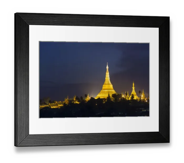 Framed Print : Myanmar, Yangon. Schwedagon Pagoda glows at twilight Framed Print : Myanmar, Yangon. Schwedagon Pagoda glows at twilight