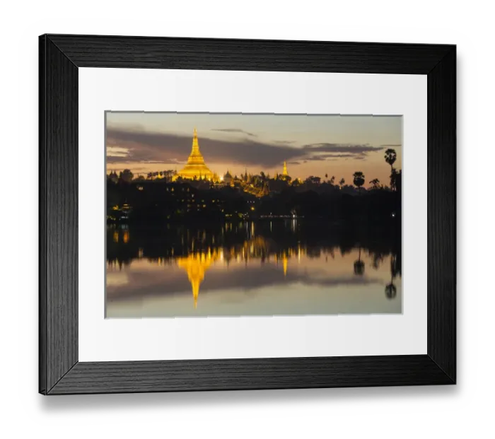 Framed Print : Myanmar, Yangon. Dusk falls on Schwedagon Pagoda Framed Print : Myanmar, Yangon. Dusk falls on Schwedagon Pagoda