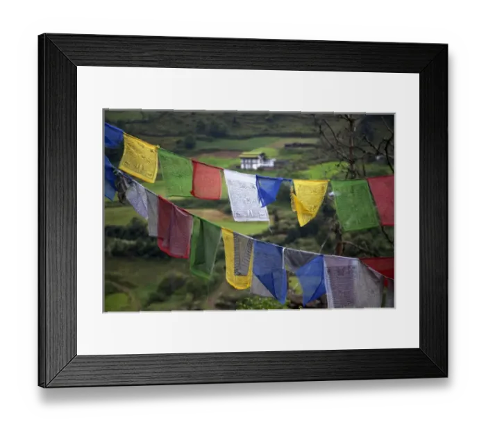 Framed Print : Asia, Bhutan, Trongsa. Landscape and prayer flags scene of Bhutan Framed Print : Asia, Bhutan, Trongsa. Landscape and prayer flags scene of Bhutan