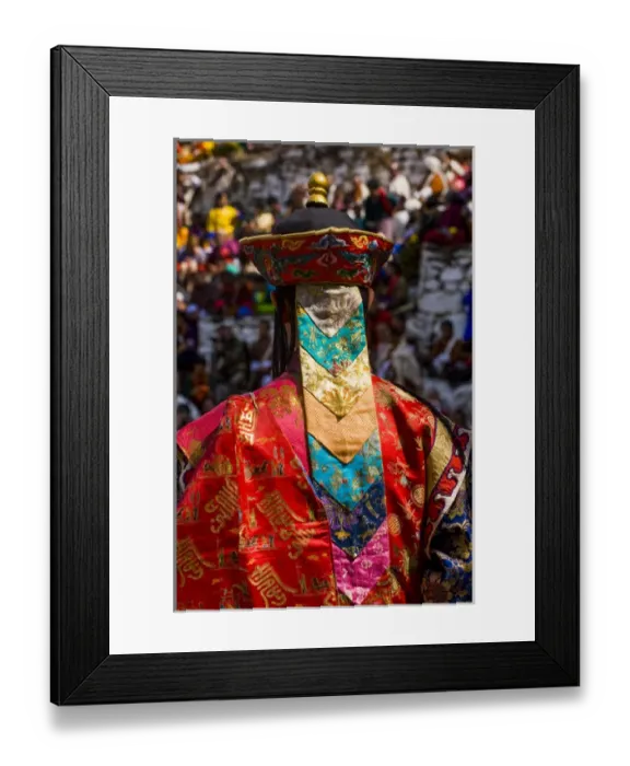 Framed Print : Costumed dancers at religious festivity with many visitors, Paro Tsechu, Bhutan Framed Print : Costumed dancers at religious festivity with many visitors, Paro Tsechu, Bhutan