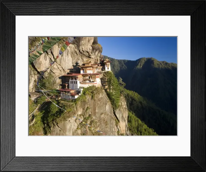 Framed Print : Taktsang Dzong (monastery) or Tigers Nest, built in the 8th century, Paro, Bhutan Framed Print : Taktsang Dzong (monastery) or Tigers Nest, built in the 8th century, Paro, Bhutan