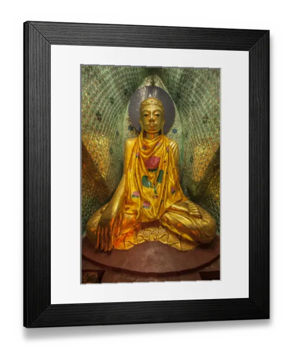 Framed Print : Myanmar, Yangon. Buddha statue in Schwedagon Temple