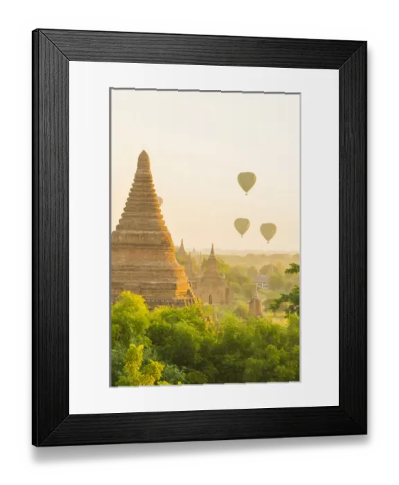 Framed Print : Myanmar. Bagan. Hot air balloons rising over the temples of Bagan Framed Print : Myanmar. Bagan. Hot air balloons rising over the temples of Bagan