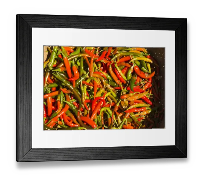 Framed Print : Myanmar. Mt Popa. Red and green chiles Framed Print : Myanmar. Mt Popa. Red and green chiles
