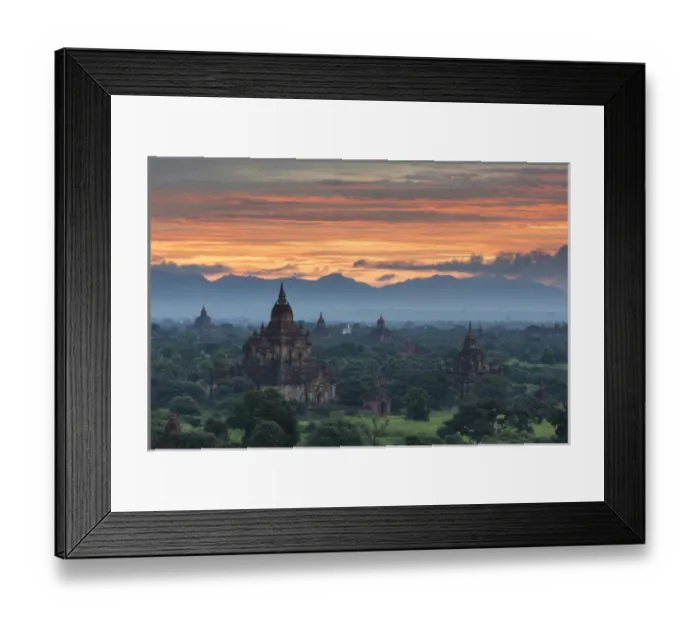 Framed Print : Myanmar, Bagan. Sunrise over stupas on the plains of Bagan Framed Print : Myanmar, Bagan. Sunrise over stupas on the plains of Bagan
