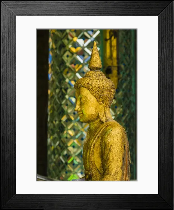 Framed Print : Myanmar. Yangon. Sule Pagoda. Old Buddha statue in profile Framed Print : Myanmar. Yangon. Sule Pagoda. Old Buddha statue in profile
