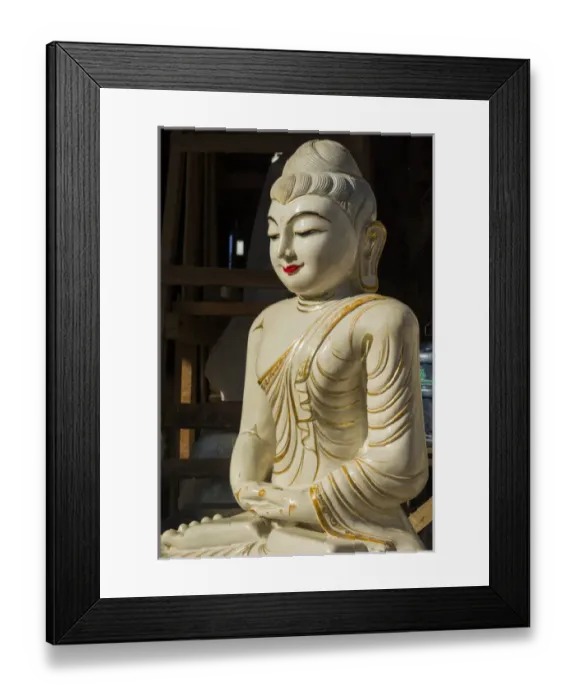 Framed Print : Myanmar. Yangon. Ceramic Budda