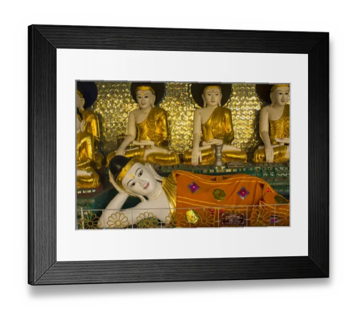 Framed Print : Myanmar. Yangon. Shwedagon Pagoda. Reclining Buddha