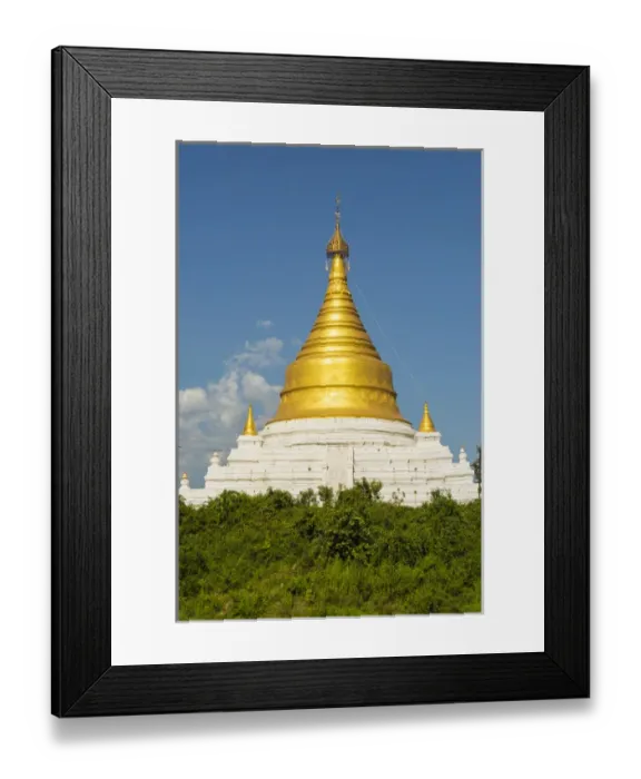 Framed Print : Myanmar. Mandalay. Inwa. Bright golden pagoda in the trees Framed Print : Myanmar. Mandalay. Inwa. Bright golden pagoda in the trees
