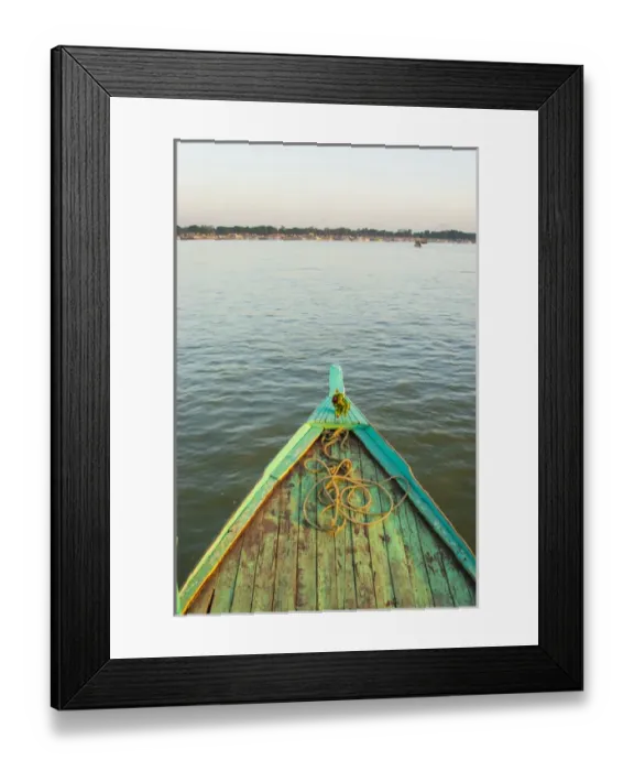 Framed Print : Myanmar. Mandalay. Irrawady River. Houseboat on the river