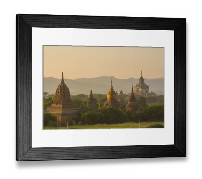 Framed Print : Myanmar. Bagan. Temples at sunset