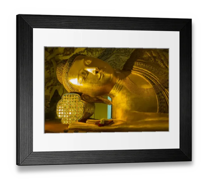 Framed Print : Myanmar. Mandalay. Kusinara pagoda. Reclining buddha Framed Print : Myanmar. Mandalay. Kusinara pagoda. Reclining buddha