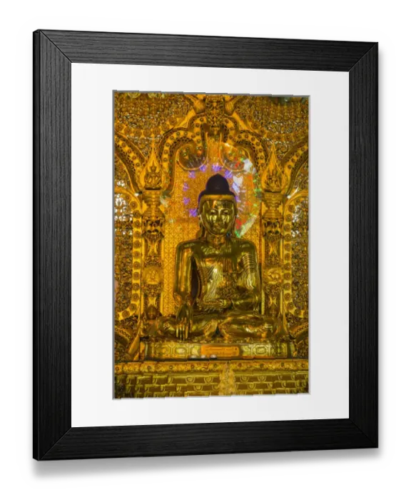 Framed Print : Myanmar. Yangon. Botataung Pagoda. Shiny golden Buddha Framed Print : Myanmar. Yangon. Botataung Pagoda. Shiny golden Buddha
