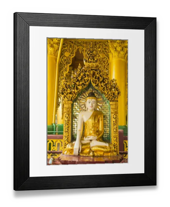Framed Print : Myanmar. Yangon. Shwedagon Pagoda. Buddha in an ornate niche