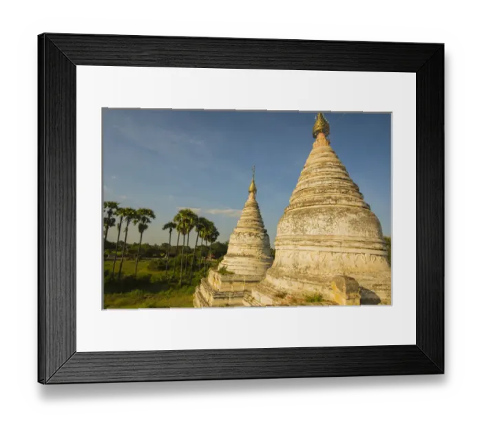 Framed Print : Myanmar. Bagan. Minochantha Stupa group and palm trees beyond Framed Print : Myanmar. Bagan. Minochantha Stupa group and palm trees beyond