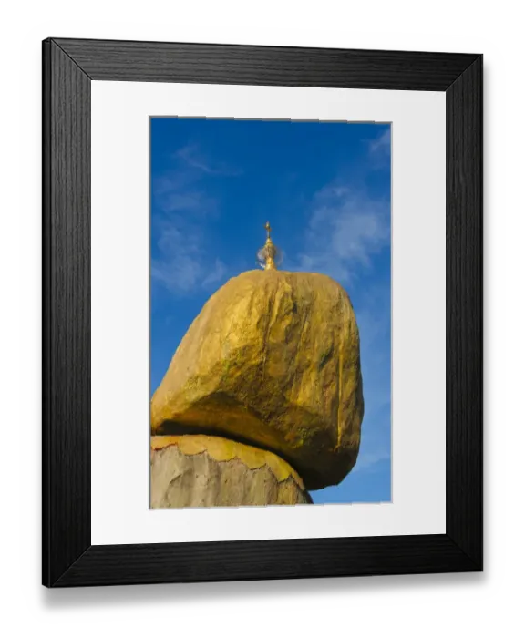 Framed Print : Kyaiktiyo Pagoda (Gold Rock), a small pagoda built on the top of a granite boulder Framed Print : Kyaiktiyo Pagoda (Gold Rock), a small pagoda built on the top of a granite boulder