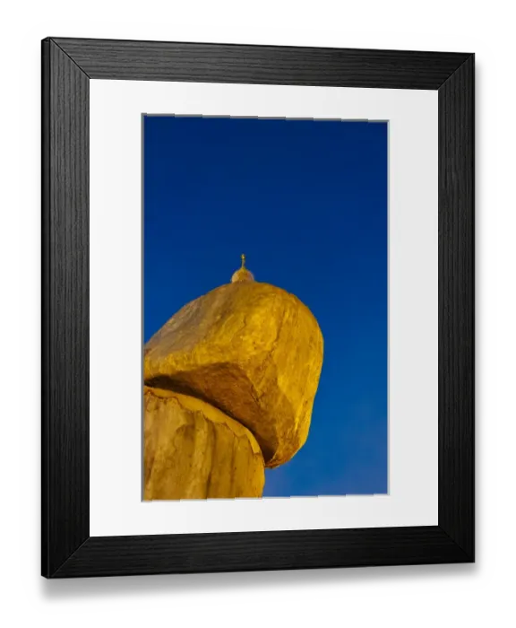 Framed Print : Kyaiktiyo Pagoda (Gold Rock) at sunset, a small pagoda built on the top of a granite Framed Print : Kyaiktiyo Pagoda (Gold Rock) at sunset, a small pagoda built on the top of a granite