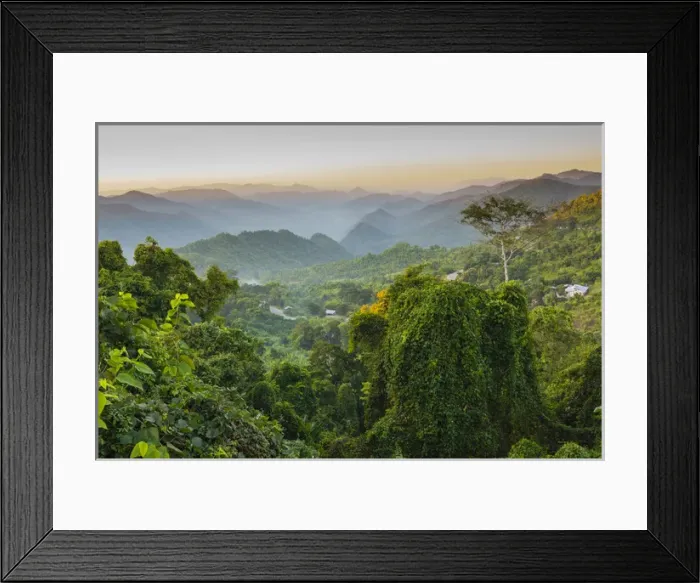 Framed Print : Myanmar. Shan State. Near Kalaw. Sunset over the ridges of haze-filled hills Framed Print : Myanmar. Shan State. Near Kalaw. Sunset over the ridges of haze-filled hills