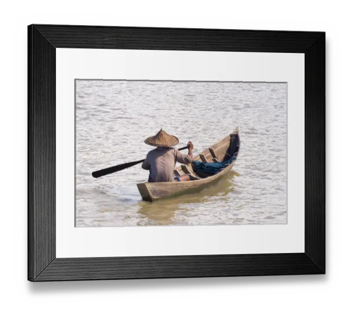 Framed Print : Rowing boat on the Kaladan River, between Sittwe and Mrauk-U, Rakhine State, Myanmar Framed Print : Rowing boat on the Kaladan River, between Sittwe and Mrauk-U, Rakhine State, Myanmar