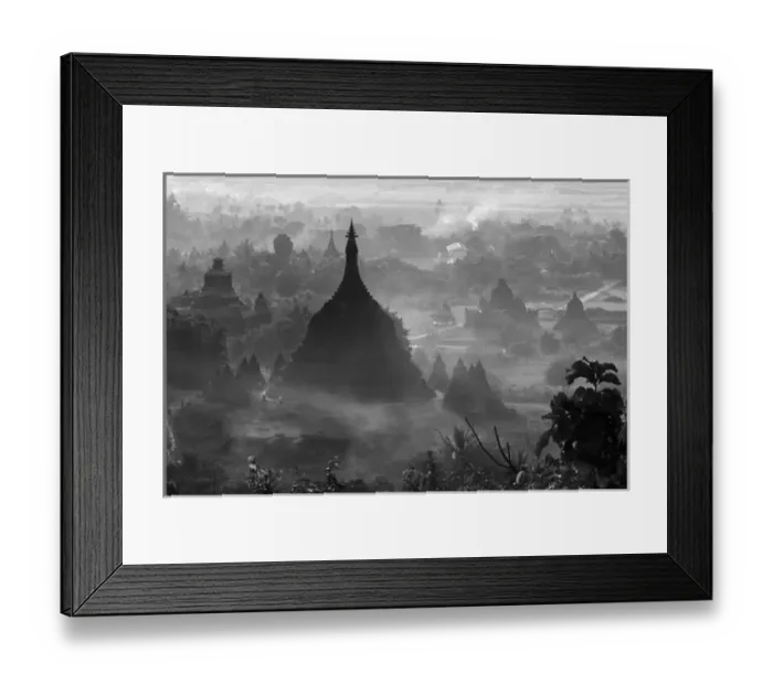Framed Print : Ancient temples and pagodas in the jungle rising above sunset mist, Mrauk-U, Rakhine State Framed Print : Ancient temples and pagodas in the jungle rising above sunset mist, Mrauk-U, Rakhine State