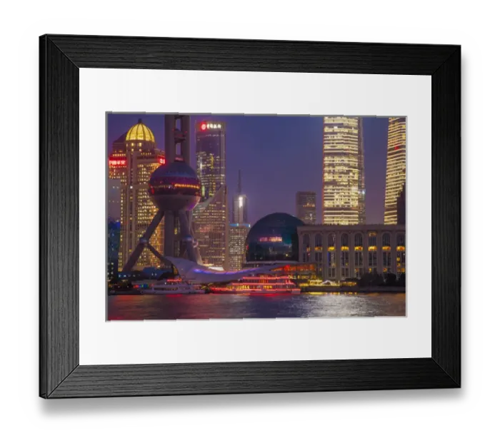 Framed Print : China, Shanghai. Downtown buildings at night Framed Print : China, Shanghai. Downtown buildings at night