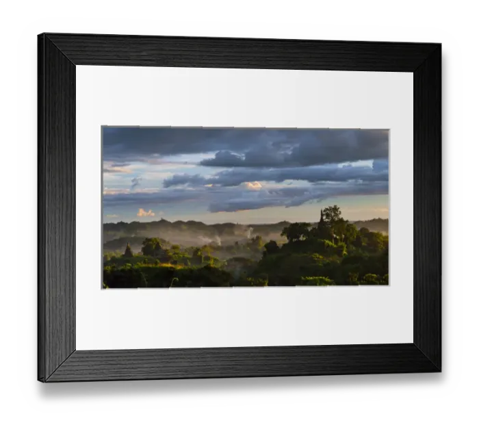 Framed Print : Jungle in sunset mist, Mrauk-U, Rakhine State, Myanmar Framed Print : Jungle in sunset mist, Mrauk-U, Rakhine State, Myanmar