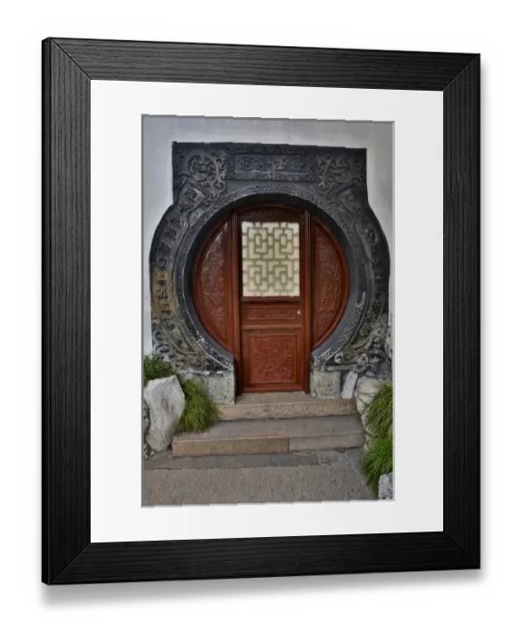 Framed Print : Doorway design in Yu Gardens, Shanghai, China