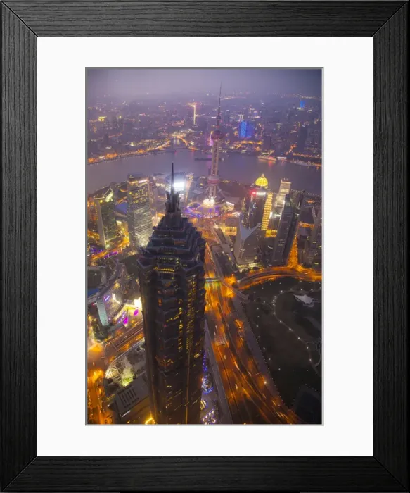 Framed Print : China, Shanghai. Downtown buildings at night Framed Print : China, Shanghai. Downtown buildings at night