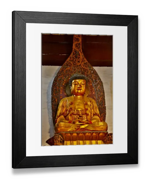 Framed Print : Golden and colorful Buddas at the Jade Buddha Temple in Shanghai, China