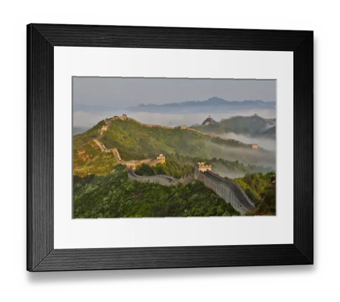 Framed Print : The Great Wall of China Foggy Morning Jinshanling, China Framed Print : The Great Wall of China Foggy Morning Jinshanling, China