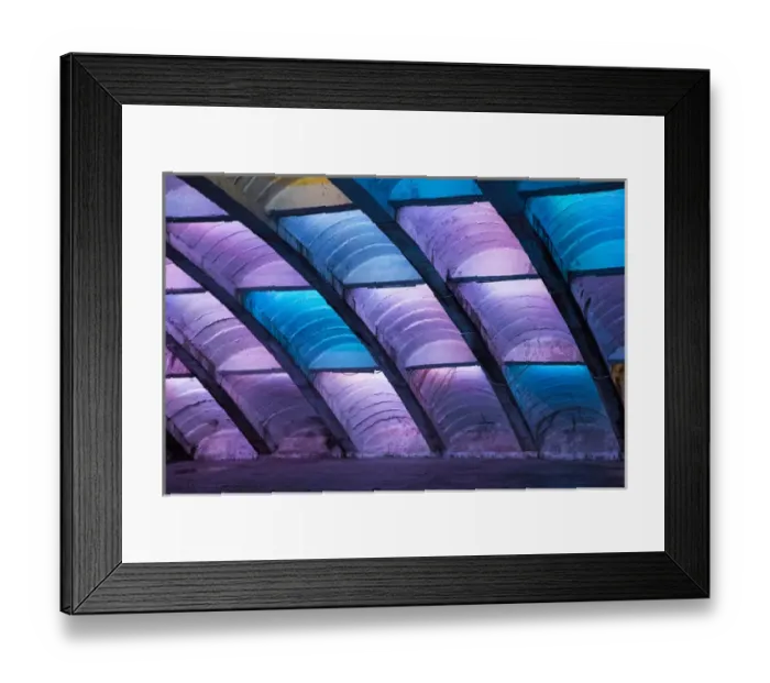 Framed Print : Modern bridge lighting at night in multi colors, Huangshan, China