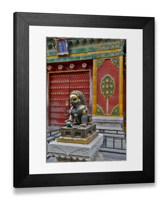 Framed Print : Lion standing guard Forbidden City Beijing the imperial palace during Ming and Qing