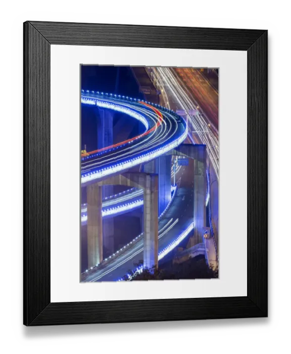 Framed Print : China, Caiyuanba Bridge, High Angle view of traffic lights on Caiyuanba Bridge spanning Framed Print : China, Caiyuanba Bridge, High Angle view of traffic lights on Caiyuanba Bridge spanning