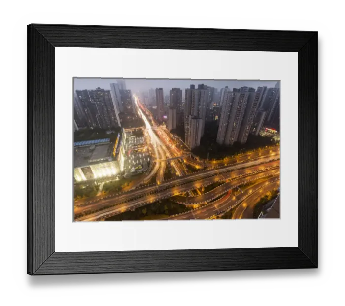 Framed Print : China, Chongqing, High angle view of traffic on massive expressways surrounded by Framed Print : China, Chongqing, High angle view of traffic on massive expressways surrounded by